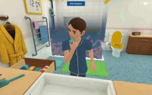 Robin in a DevaWorld bathroom scene